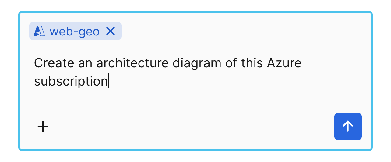 A prompt with the web-geo subscription attached, asking for an architecture diagram of the subscription